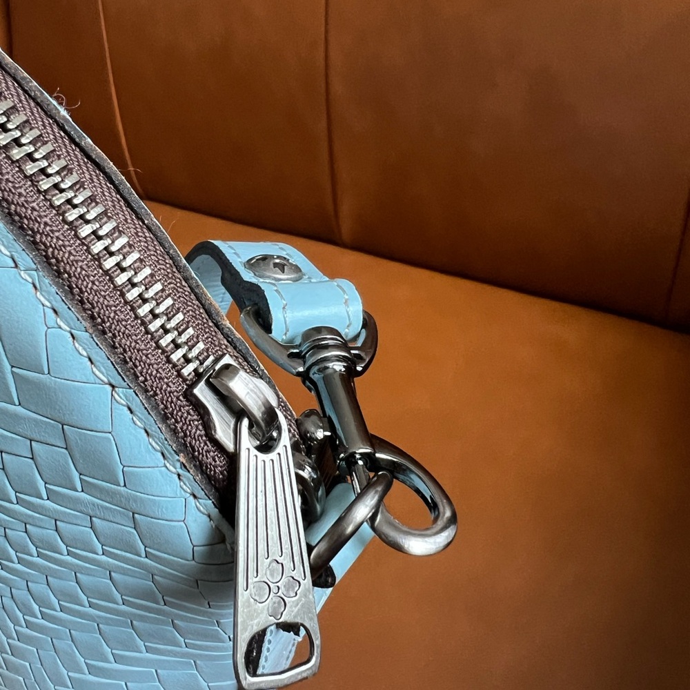 Patricia Nash Meldola Blue Leather Dome Satchel Purse Crossbody - Picture 5 of 11